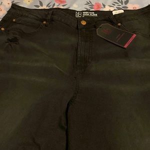 No Boundaries high rise/crop flare legs in black with lots of distress/new